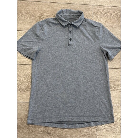 Lululemon Polo Shirt Mens Small Blue Gray Heather Evolution Golf Performance - Picture 1 of 6
